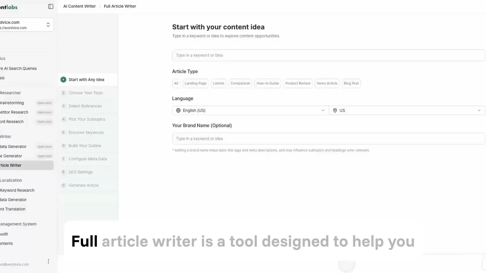 Full Article Writer preview